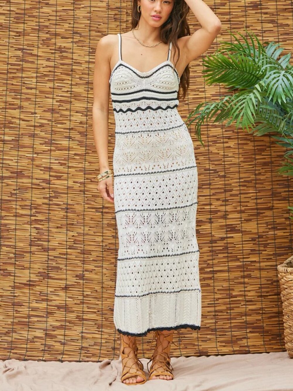 Olive + Oak Boho Knit Pointelle Maxi Dress - Picture 5 of 11